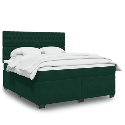 Giroletto a Molle con Materasso Verde Scuro 180x200 cm Velluto | homemem39