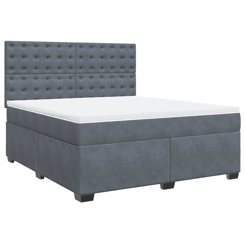 Giroletto a Molle con Materasso Grigio Scuro 180x200 cm Velluto