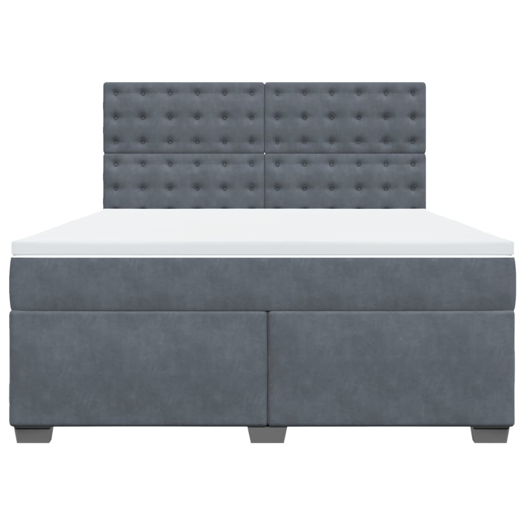 Giroletto a Molle con Materasso Grigio Scuro 180x200 cm Velluto