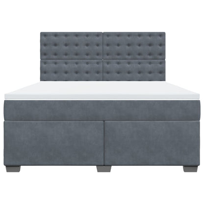 Giroletto a Molle con Materasso Grigio Scuro 180x200 cm Velluto