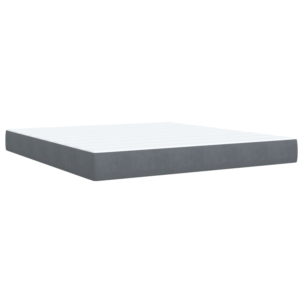 Giroletto a Molle con Materasso Grigio Scuro 180x200 cm Velluto