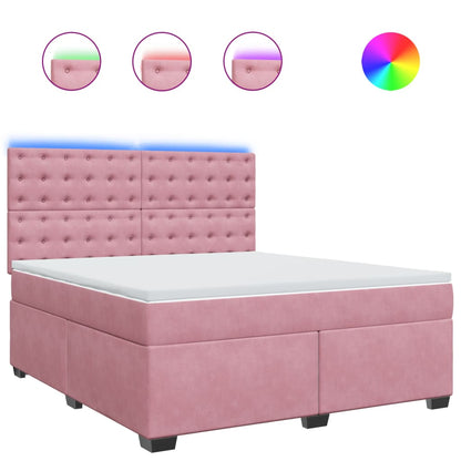 Giroletto a Molle con Materasso Rosa 180x200 cm in Velluto | homemem39