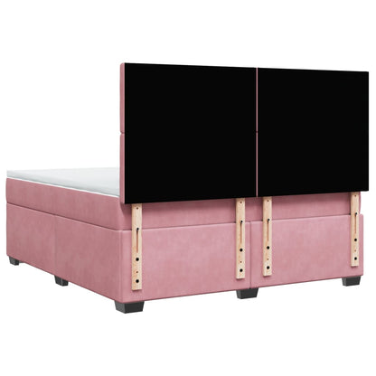 Giroletto a Molle con Materasso Rosa 180x200 cm in Velluto