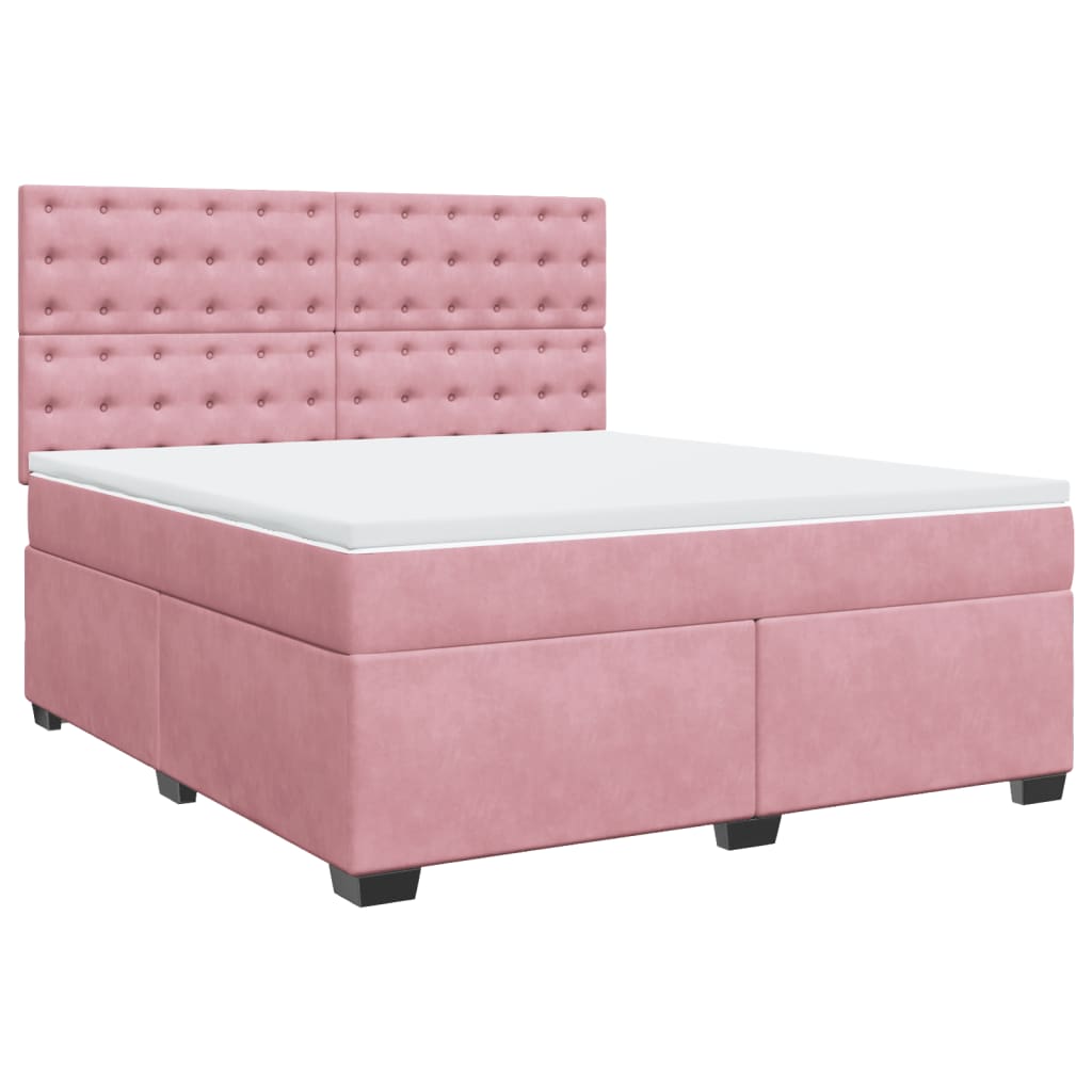 Giroletto a Molle con Materasso Rosa 180x200 cm in Velluto