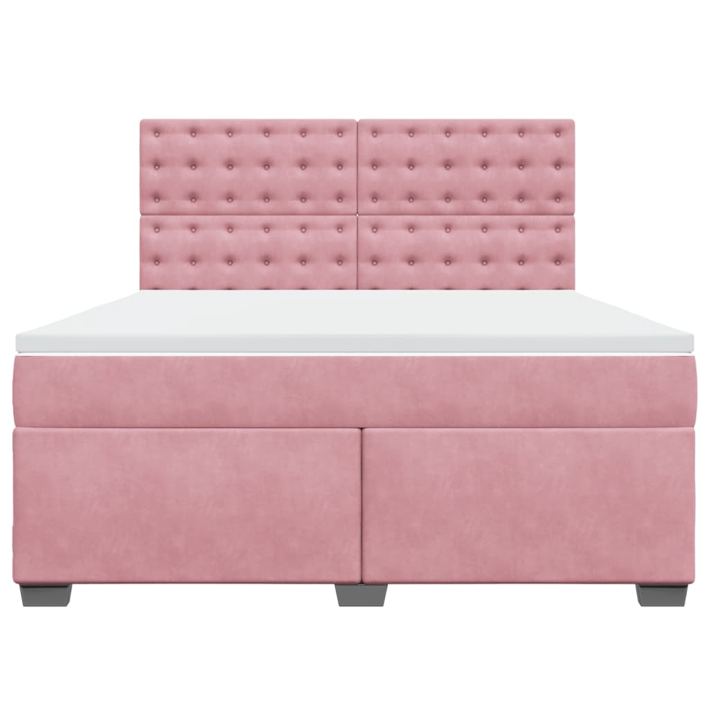 Giroletto a Molle con Materasso Rosa 180x200 cm in Velluto