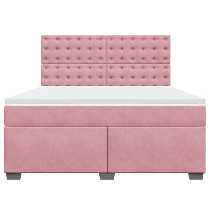 Giroletto a Molle con Materasso Rosa 180x200 cm in Velluto