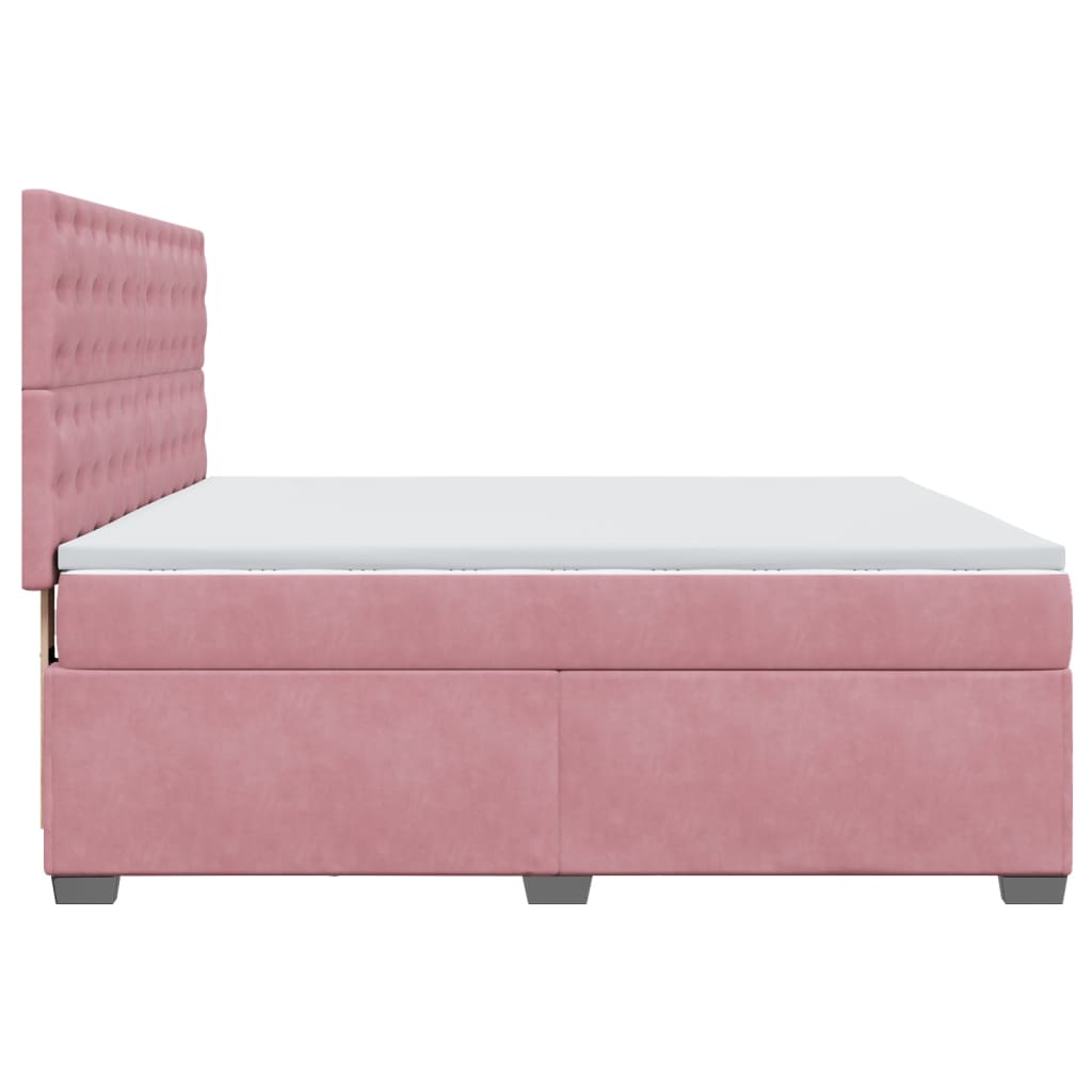 Giroletto a Molle con Materasso Rosa 180x200 cm in Velluto | homemem39
