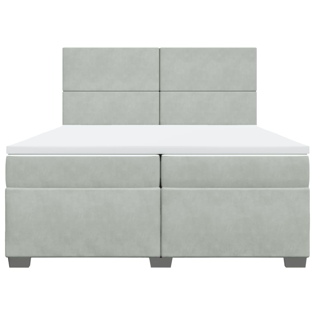 Giroletto a Molle con Materasso Grigio Chiaro 200x200cm Velluto