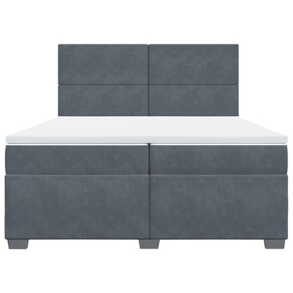 Giroletto a Molle con Materasso Grigio Scuro 200x200 cm Velluto - homemem39