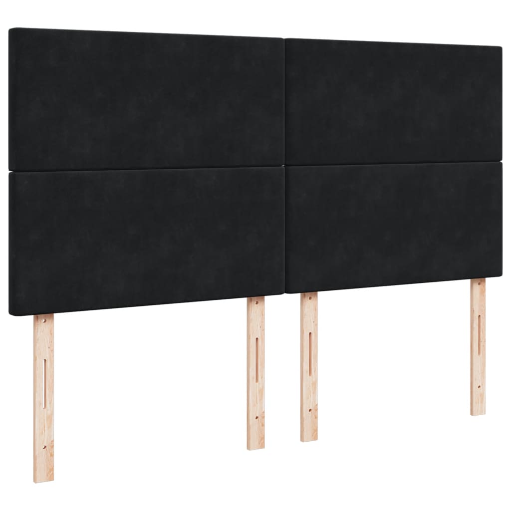 Giroletto a Molle con Materasso Nero 200x200 cm in Velluto