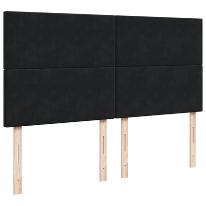 Giroletto a Molle con Materasso Nero 200x200 cm in Velluto