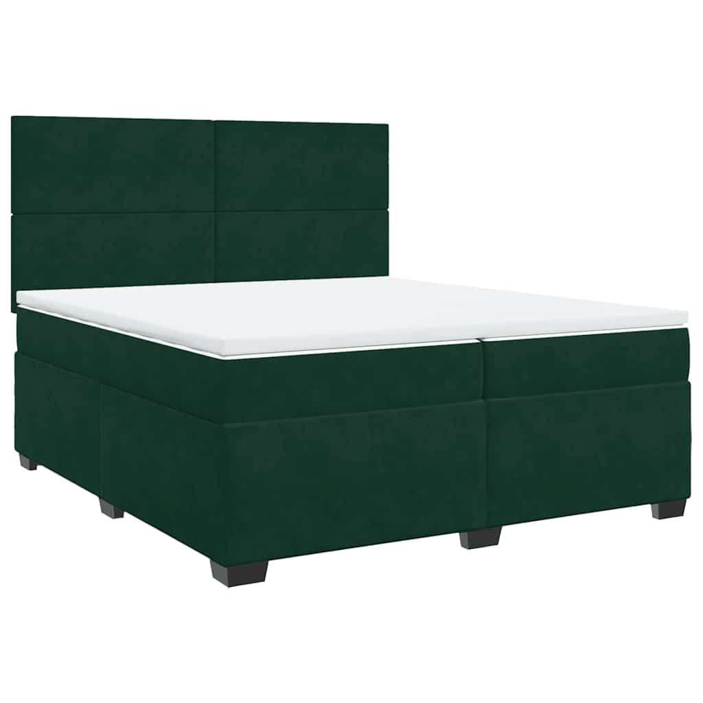 Giroletto a Molle con Materasso Verde Scuro 200x200 cm Velluto