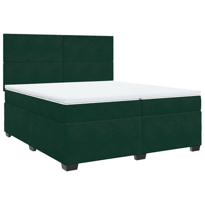 Giroletto a Molle con Materasso Verde Scuro 200x200 cm Velluto