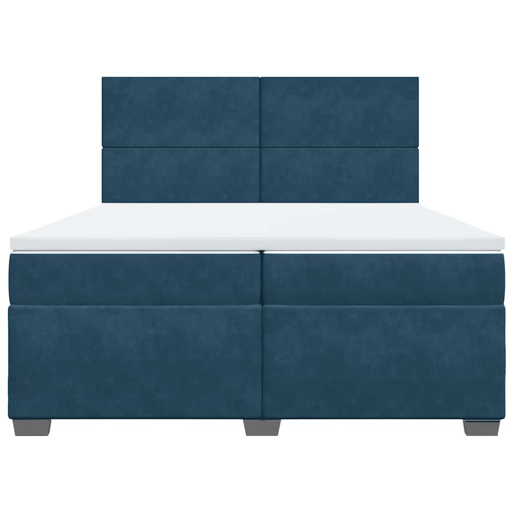 Giroletto a Molle con Materasso Blu 200x200 cm in Velluto | homemem39