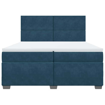 Giroletto a Molle con Materasso Blu 200x200 cm in Velluto | homemem39