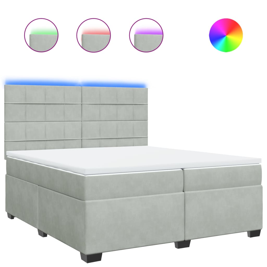 Giroletto a Molle con Materasso Grigio Chiaro 200x200cm Velluto | homemem39