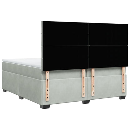 Giroletto a Molle con Materasso Grigio Chiaro 200x200cm Velluto