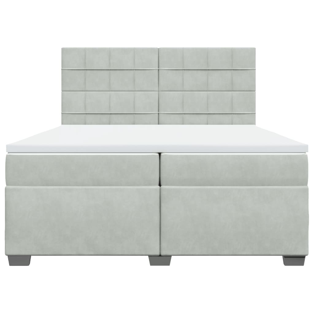 Giroletto a Molle con Materasso Grigio Chiaro 200x200cm Velluto