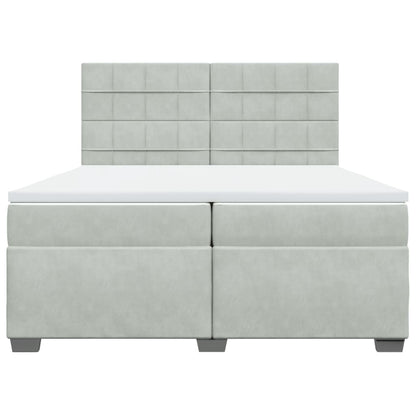 Giroletto a Molle con Materasso Grigio Chiaro 200x200cm Velluto