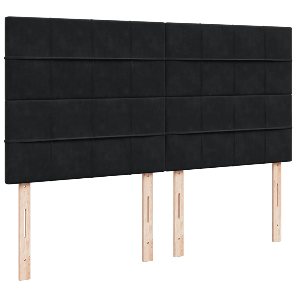 Giroletto a Molle con Materasso Nero 200x200 cm in Velluto