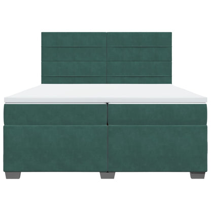 Giroletto a Molle con Materasso Verde Scuro 200x200 cm Velluto - homemem39