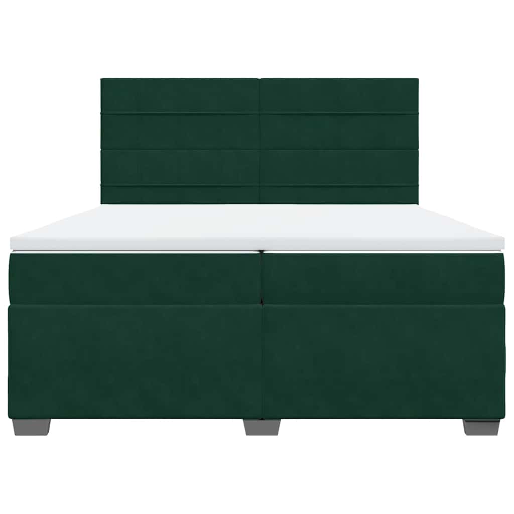 Giroletto a Molle con Materasso Verde Scuro 200x200 cm Velluto