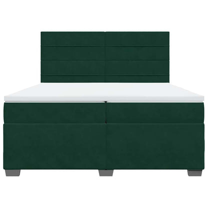 Giroletto a Molle con Materasso Verde Scuro 200x200 cm Velluto