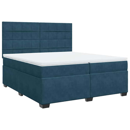 Giroletto a Molle con Materasso Blu 200x200 cm in Velluto | homemem39