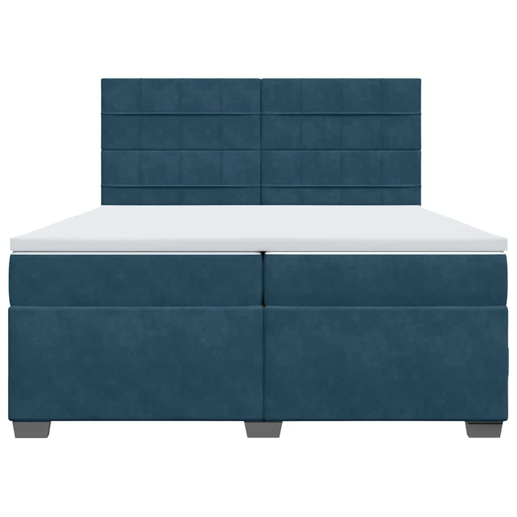 Giroletto a Molle con Materasso Blu 200x200 cm in Velluto | homemem39