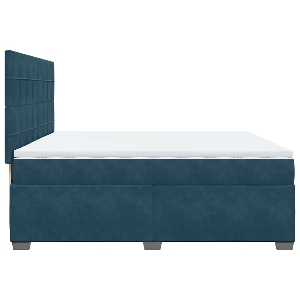 Giroletto a Molle con Materasso Blu 200x200 cm in Velluto | homemem39