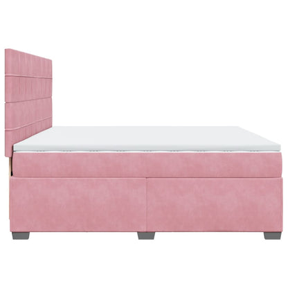 Giroletto a Molle con Materasso Rosa 200x200 cm in Velluto - homemem39