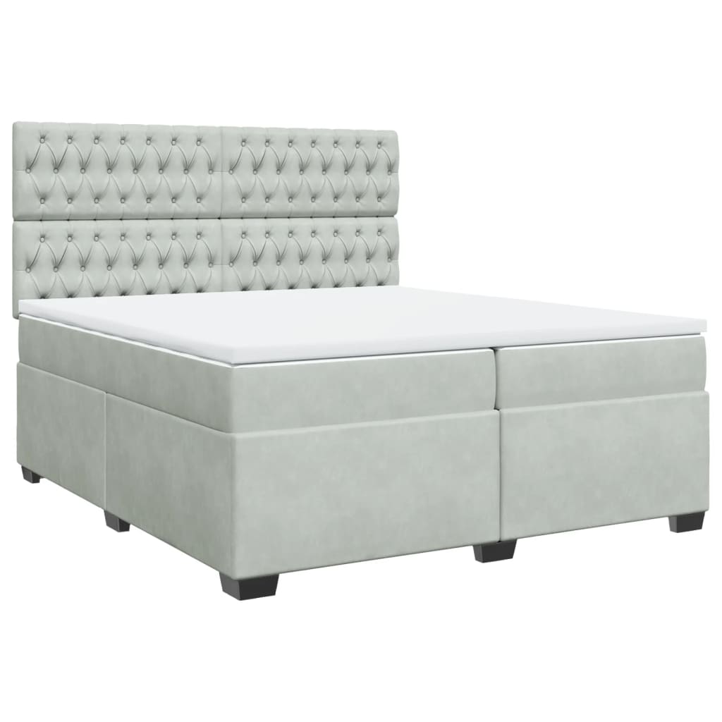 Giroletto a Molle con Materasso Grigio Chiaro 200x200cm Velluto