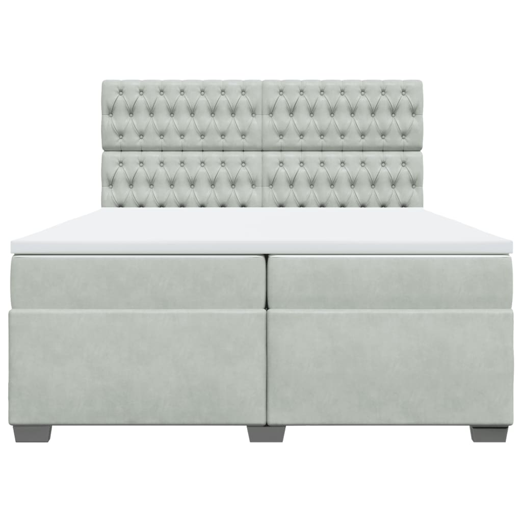 Giroletto a Molle con Materasso Grigio Chiaro 200x200cm Velluto - homemem39