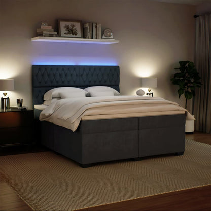 Giroletto a Molle con Materasso Grigio Scuro 200x200 cm Velluto