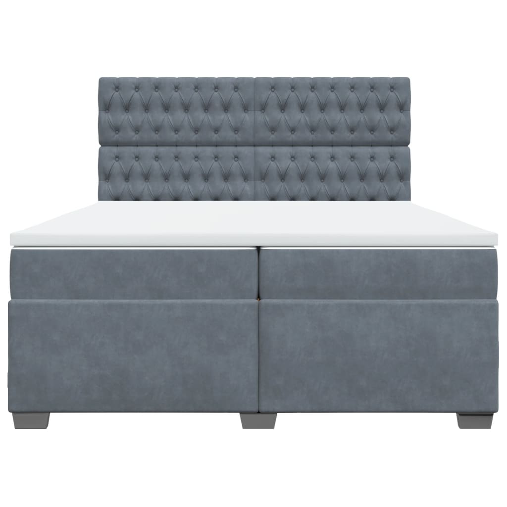 Giroletto a Molle con Materasso Grigio Scuro 200x200 cm Velluto