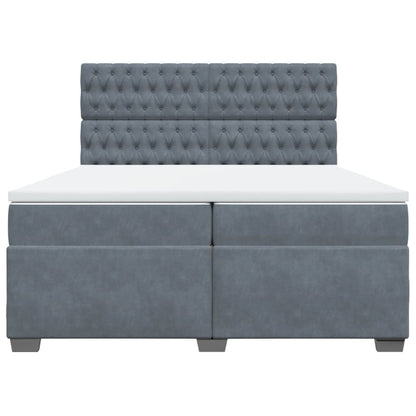 Giroletto a Molle con Materasso Grigio Scuro 200x200 cm Velluto