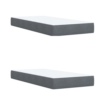 Giroletto a Molle con Materasso Grigio Scuro 200x200 cm Velluto