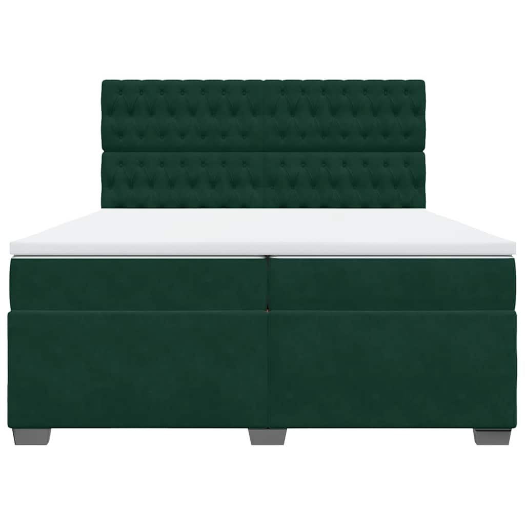 Giroletto a Molle con Materasso Verde Scuro 200x200 cm Velluto