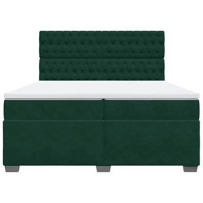 Giroletto a Molle con Materasso Verde Scuro 200x200 cm Velluto