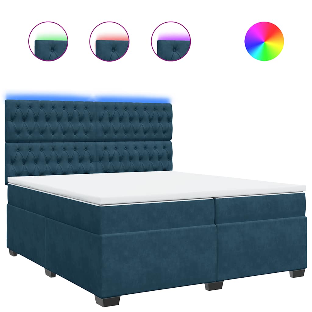 Giroletto a Molle con Materasso Blu 200x200 cm in Velluto | homemem39