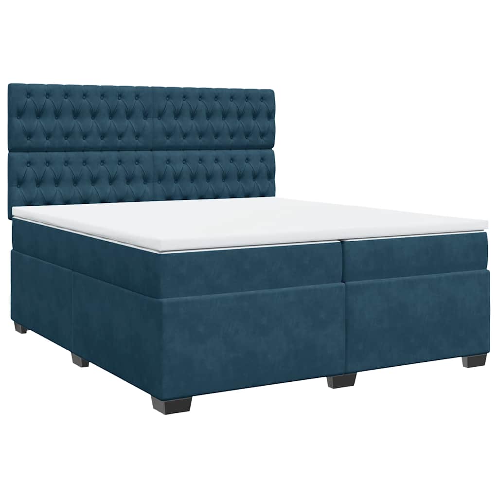 Giroletto a Molle con Materasso Blu 200x200 cm in Velluto | homemem39