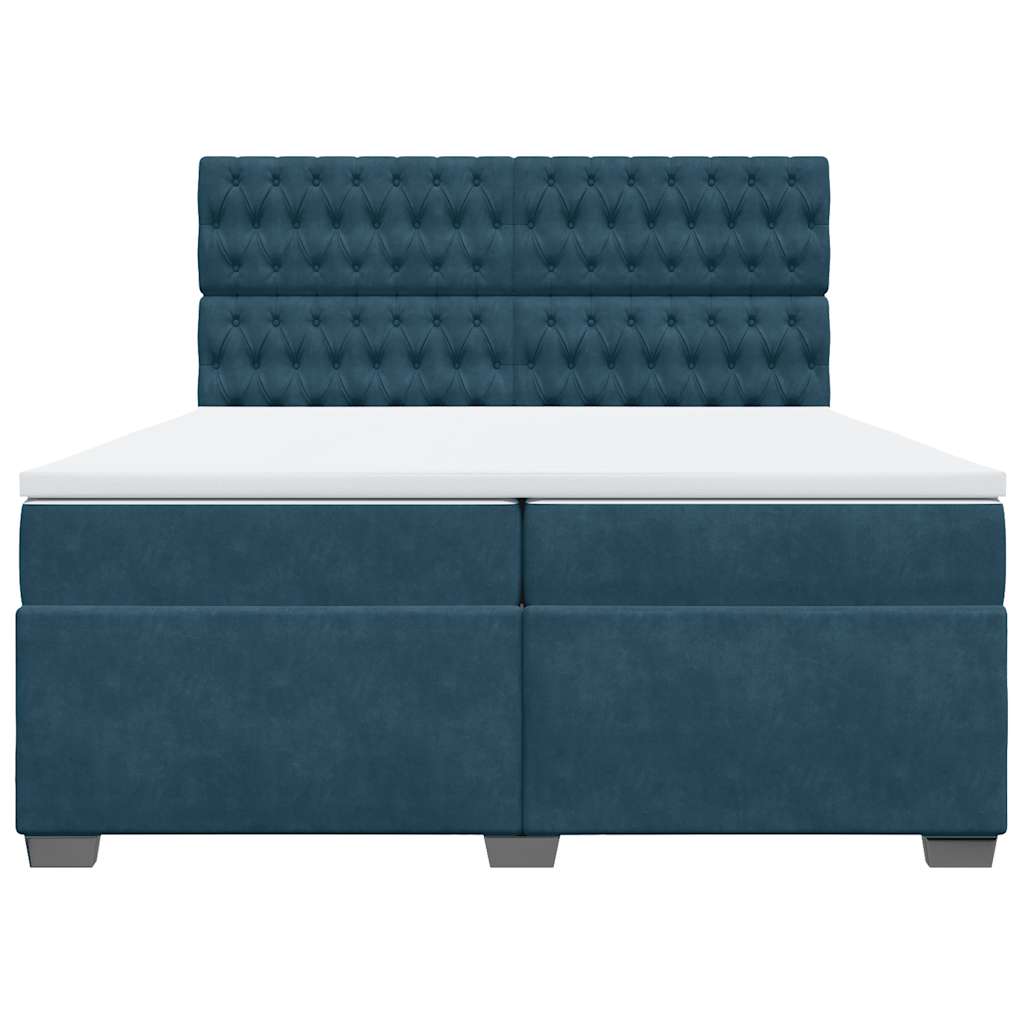 Giroletto a Molle con Materasso Blu 200x200 cm in Velluto | homemem39