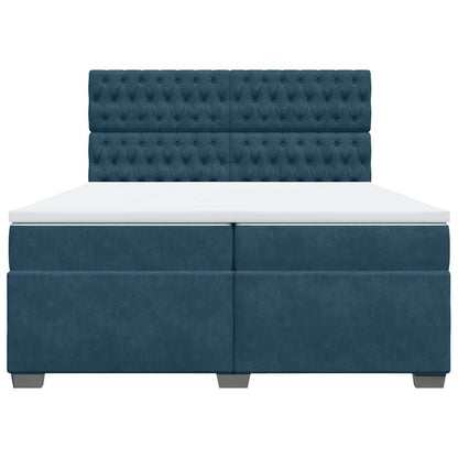 Giroletto a Molle con Materasso Blu 200x200 cm in Velluto | homemem39