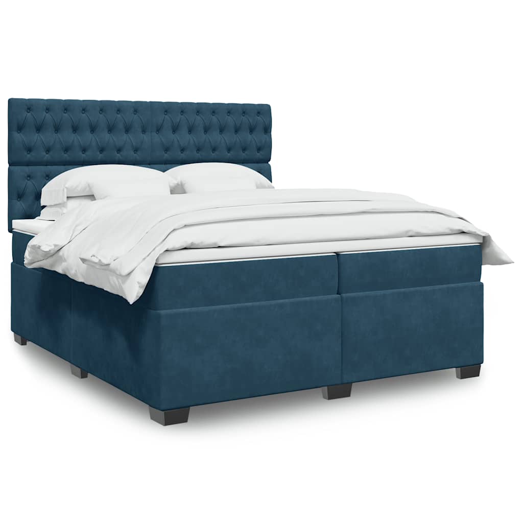 Giroletto a Molle con Materasso Blu 200x200 cm in Velluto | homemem39