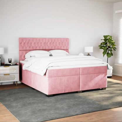 Giroletto a Molle con Materasso Rosa 200x200 cm in Velluto - homemem39