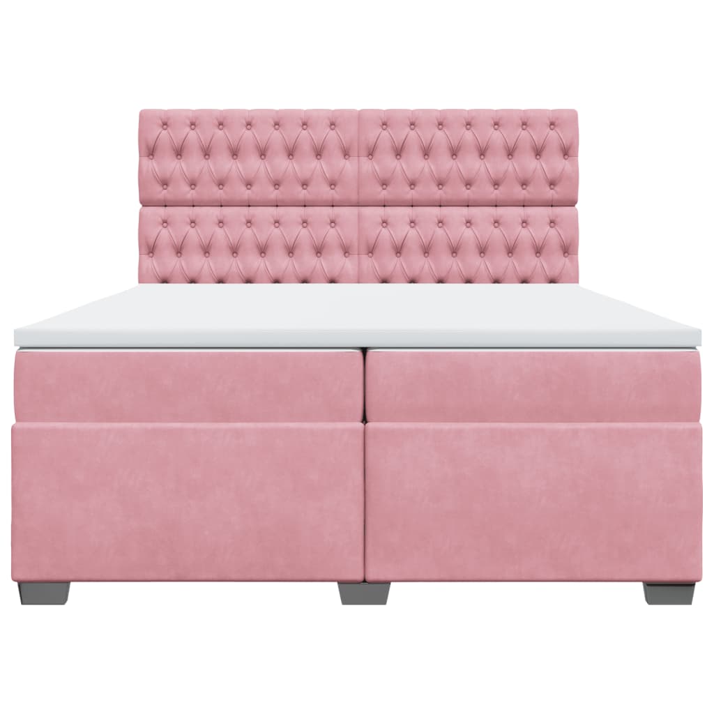 Giroletto a Molle con Materasso Rosa 200x200 cm in Velluto