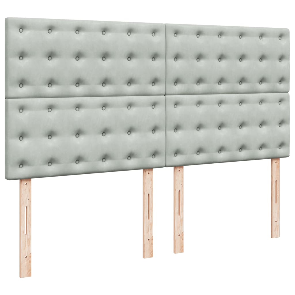 Giroletto a Molle con Materasso Grigio Chiaro 200x200cm Velluto