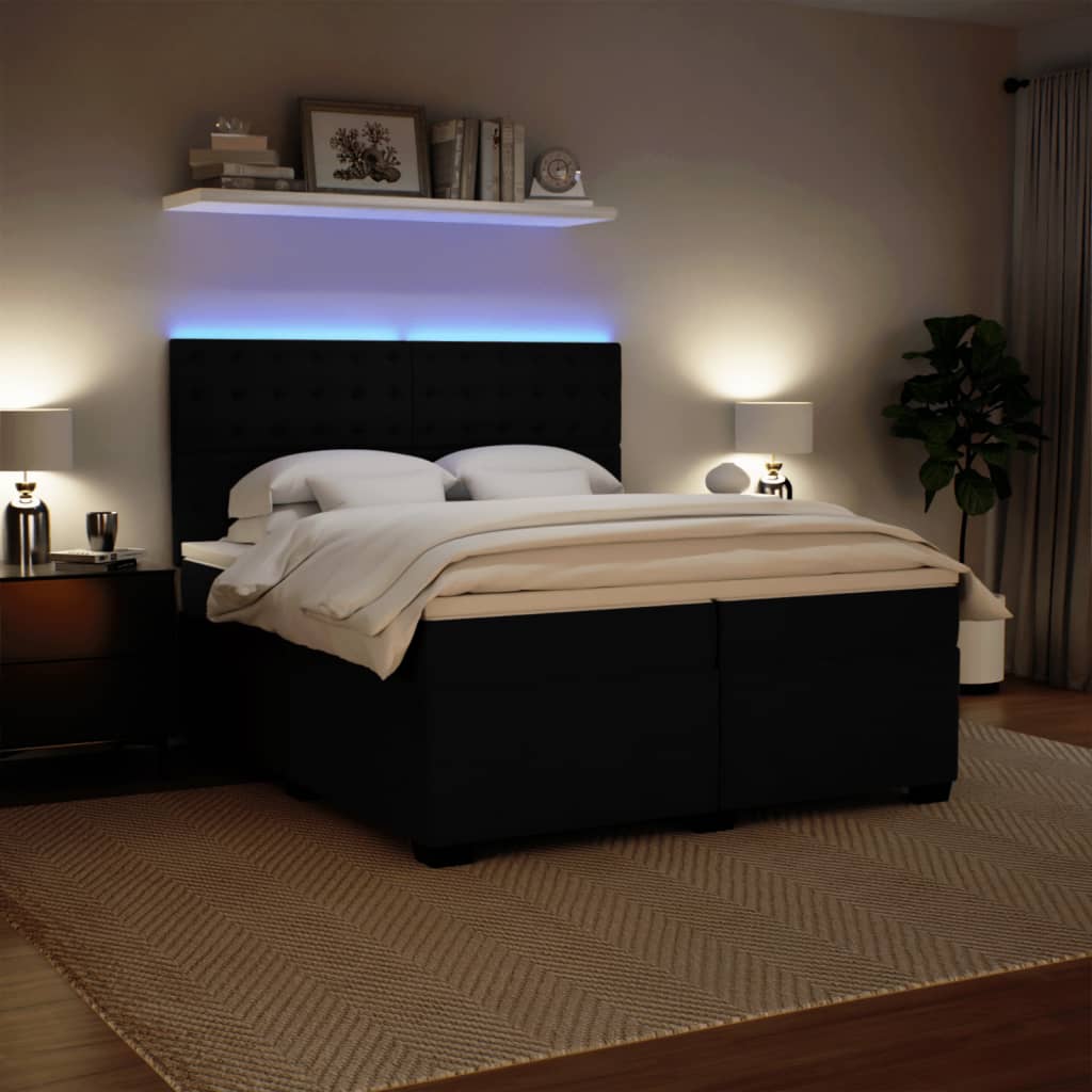Giroletto a Molle con Materasso Nero 200x200 cm in Velluto