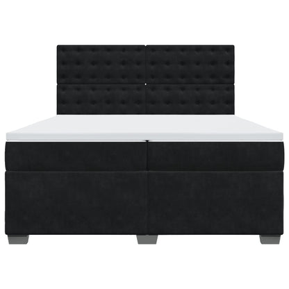Giroletto a Molle con Materasso Nero 200x200 cm in Velluto