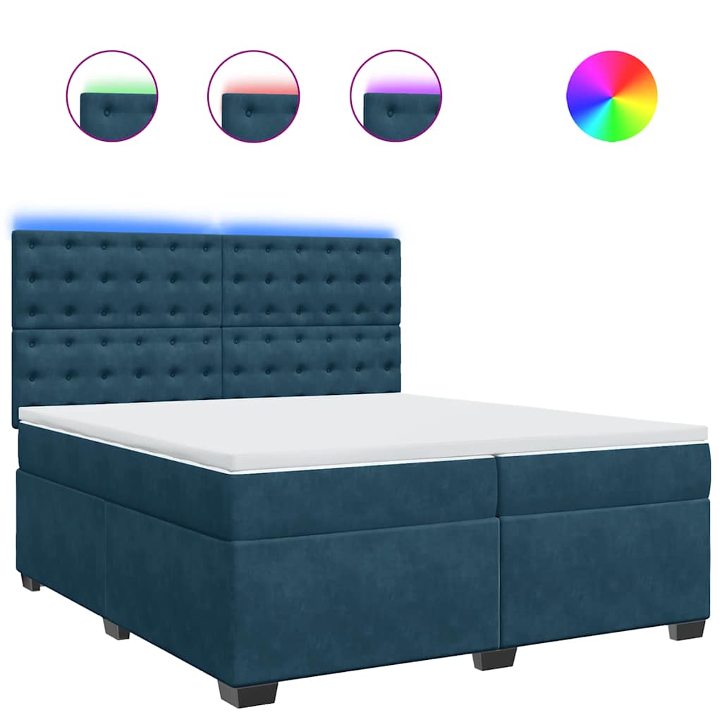 Giroletto a Molle con Materasso Blu 200x200 cm in Velluto | homemem39
